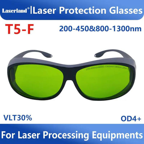 Hardcore Laser Safety Glasses With OD4 Optical Density And Heavy Duty Blocking For Fiber Yag Dpss Engraving Industrial Eye Gear, green lenses and black frame.
