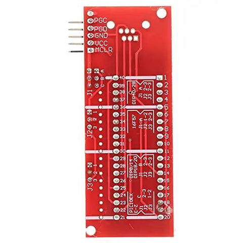 Red circuit board for Universal Programmer Emulator Kit For PC With Kit2 Kit3 Debugger Offline Batch Programming, vertical view.