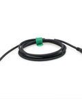 M12 A Coded 4 Pin Female Shielded Cable With Bare Wire Leads For Actuator Sensor Encoder And Industrial Automation DeviceNet CANopen IO Link Profibus 3m, coiled on white background