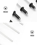 Aluminum Blind Rivets Kit M2.4 M3.2 M4 Sizes 120 Pcs Black Finish showing smooth rod and standard head view for projects