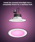 Installation view of Smart Retrofit Recessed 5 To 6 Inch LED Downlight 1 Pack White And Color Ambiance Color Changing Light 1100LM