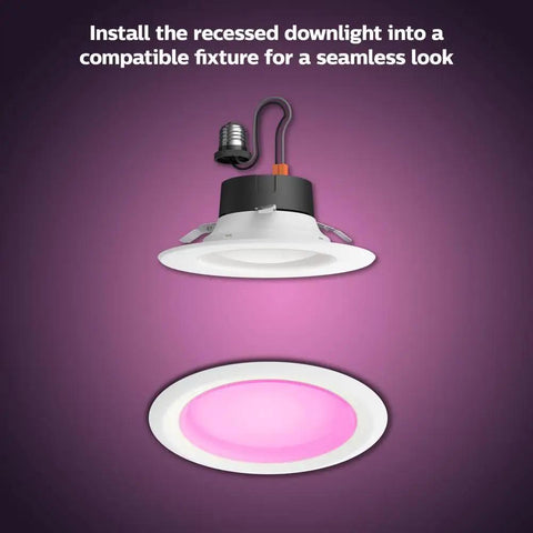 Installation view of Smart Retrofit Recessed 5 To 6 Inch LED Downlight 1 Pack White And Color Ambiance Color Changing Light 1100LM