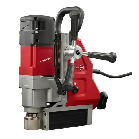 1-5/8 Inch Corded Magnetic Drill Kit With Variable Speed Control, Hot Knife Performance On Steel, close-up view of the drill.