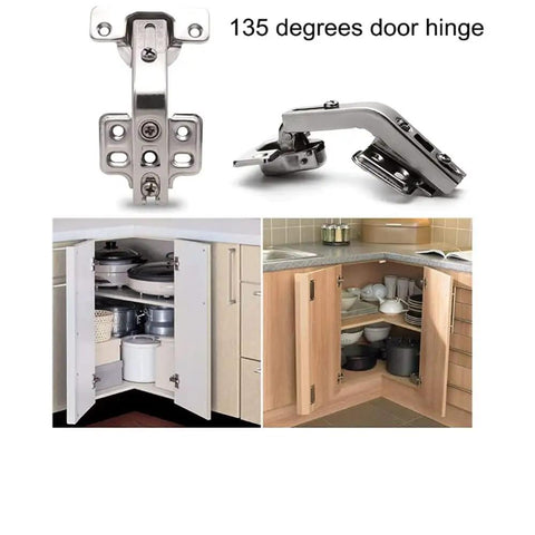 Knockout DTC 135 Degree Corner Cabinet Hinge Replacement For Bifold Doors, 35mm cup, shown with cabinet storage.