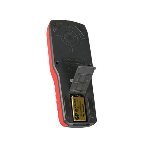 Professional Heavy Duty Wall Scanner And Stud Finder With Hella Precise Lcd Display And Auto Shut Off For Fast Ac Cord Pipe Cable Detection Portable Home Project Badass Gear, battery compartment view.