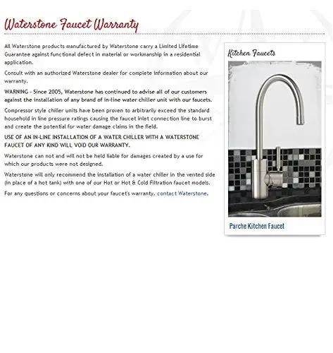 Waterstone Faucet Warranty document detailing lifetime guarantee for Waterstone kitchen faucets and installation guidelines.