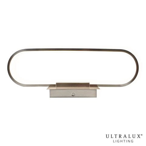Front view of Edge Lit LED Vanity Light for Bathroom, 20 Inch Wall Mounted Modern Fixture, Brushed Nickel finish.