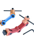 Universal Adjustable Work Stop Positioner For Cnc Mill And Lathe Machines Featuring Quick Release Pin Design, red and blue color options.