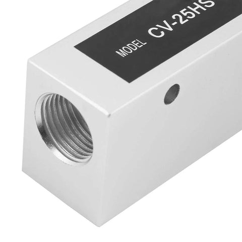 Vacuum generator CV-25HS block, white rectangular housing with metal threaded port on the side and a small hole.