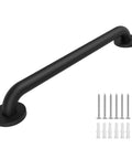 Hella Tough Stainless Steel Shower Grab Bars For Seniors And 12 Inch Anti Slip Bathroom Hand Rails with black wall mount and screws.