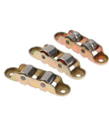 8 Pcs Slick Double Wheel Metal Sliding Door Pulleys Replacement For Patio And Window Track Heavy Duty bottom rollers set in metallic finish.