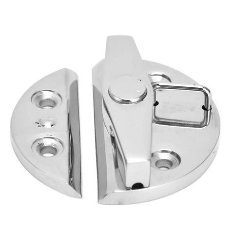 Built Tough Marine Twist Catch Latch For Boat Doors And Cabin Hatches Crafted From Top Shelf 316 Stainless Steel Heavy Duty Hardware That Handles Saltwater Like A Champ With Quick Screw Setup, featuring stainless steel round plate and latch.