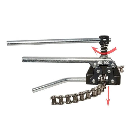 60 To 100 Roller Chain Breaker Cutter for Motorcycle Bicycle Go Kart and ATV Chains with Adjustable Press Pin in use