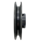 Side view of Three Quarter Inch Bore V Belt Pulley Cast Iron Motor Pulley 4.45 Inch Outside Diameter 1 Groove Fits A AX 3L 4L Belts