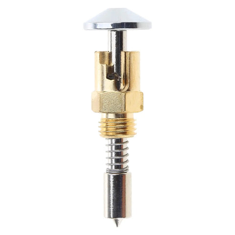 Premium Adjustable Multi Gear Motorcycle Carburetor Choke Plunger With Hand Pull Throttle Screw For Quick Strike Ignition and Smooth Grease Monkey Style Tuning Upgrades, featuring metal shaft and mushroom head.