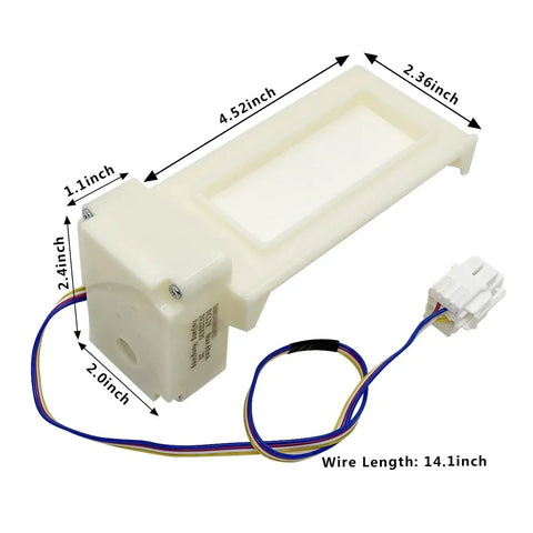 Replacement Refrigerator Damper Motor DC12V Samsung Compatible, 4.52x2.36x2.4 inches, durable plastic shell with connector.