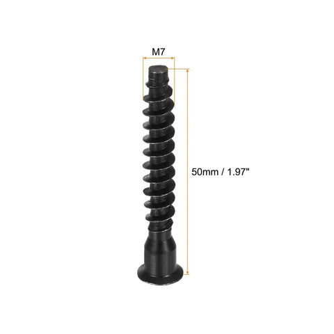 Black Carbon Steel M7x50mm Heavy Duty Hex Socket Countersunk Head Self Tapping Screw for Quick Furniture Assembly