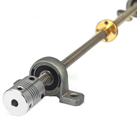 Heavy Duty Hella Smooth Tracking Rock Solid Stainless Steel T8 Lead Screw Measuring 1200 Mm With Nut And Kp08 Vertical Bearing Bracket close-up