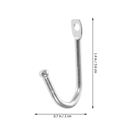 Thirty Pack Mini Iron Wall Hooks With Classic Silver Finish, 1.4 in by 0.7 in, sturdy design for hanging coats and bags.