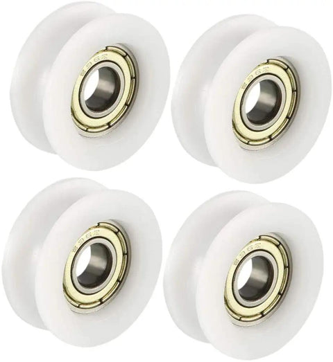 4 Pack Rock Solid Metal V Groove Bearing Pulley Wheel 6Mm Id 22Mm Od 8Mm Thick Zero Drag Guide Roller for smooth movement.