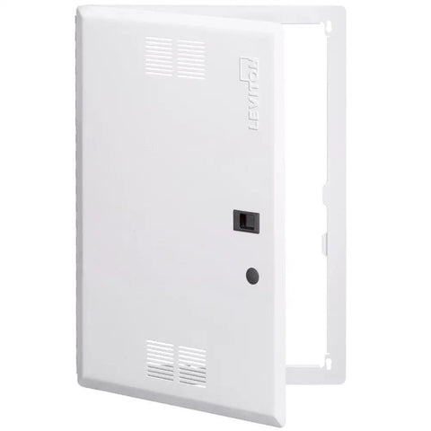 28 Inch Vented Premium Hinged Structured Media Door in White for enclosures with easy mounting and AC/DC power module compatibility