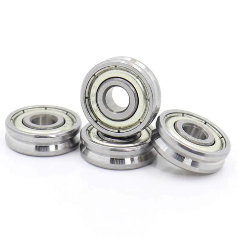 Workhorse Grade V Groove Sealed Ball Bearings Crafted For Pulley Wheel And Guide Track Roller Tracks Built Tough close-up on polished steel surface