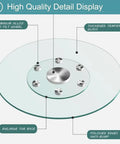 Extra Large Round Glass Lazy Susan Turntable detail showing aluminum alloy wheel and thickened tempered glass surface.