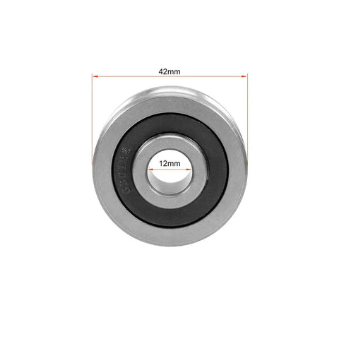 Top Tier SG35 U Groove Track Guide Bearing With 12 mm Bore And 42 mm Outer Diameter Hella Smooth Pulley Wheel front view with bore measurement.