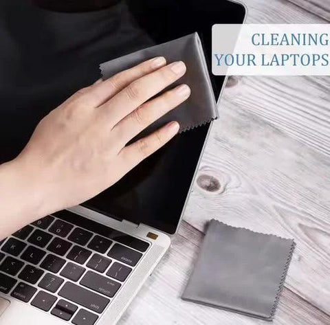 Microfiber cleaning cloths (10-pack), 6x7 inches, gray lint-free for eyeglasses, camera lenses, screens.