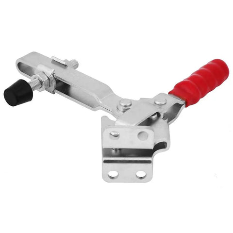 Vertical Toggle Clamp 500 Lbs Holding Power With Arrow Storage Case, Galvanized Hand Tool For Woodworking Jigs Fixtures Welding Drill Press And Crosscut Sled Setups, silver toggle clamp