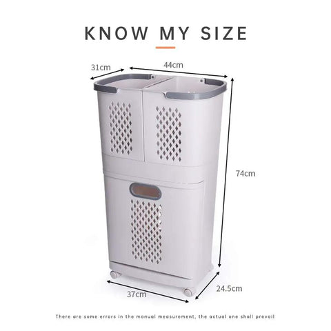 Removable Laundry Basket With Sturdy Storage Rack On Wheels White Household Organizer For Laundry And Home Storage