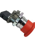 Top Shelf New Emergency Stop Switch Featuring Bold Red Push Button Compatible With Snorkel Upper Control Box Assembly And Tough Daily Job Site Grind Runs Direct Fit, close-up view.