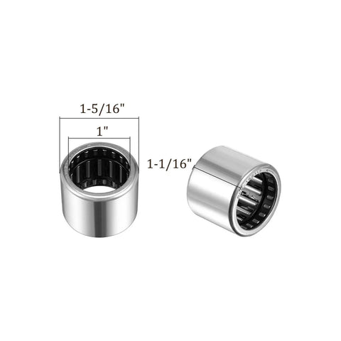 Heavy Duty One Way Clutch Needle Roller Bearing 1 Inch Inner Diameter 1 5/16 Outer Diameter 1 1/16 Width Chrome Steel Rollers, side view.