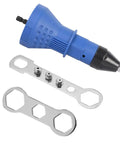 Rivet Gun Adapter Kit For Cordless Drill With Four Head Sizes 2.4mm 3.2mm 4.0mm 4.8mm Blue Pro Grade Heavy Duty