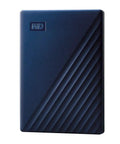 Navy exterior of 2TB Portable External Hard Drive For Mac with Backup Software and Password Protection, USB C and USB 3.0, slim design