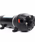 Compact Mini Diaphragm Pressurized Electric Water Pump For Rv Camper Boat And Sink Plumbing Use Low Voltage Ac 110v/220v showing side view.