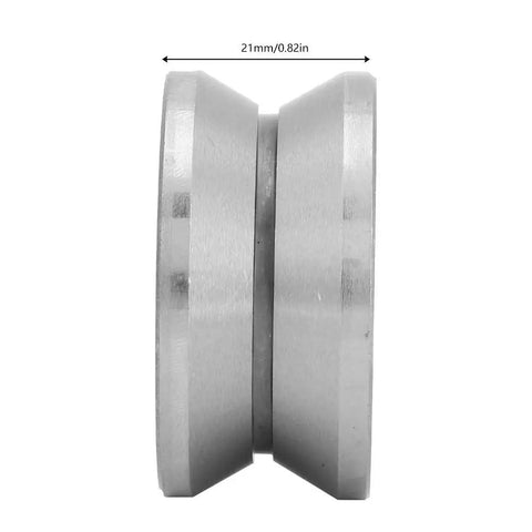 Precision Ground V Groove Roller Guide Bearing With Sealed 41ZZ Ball Unit built tough, side view showing 21mm size and smooth metal finish.