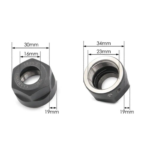 One Pc Er20a Collet Clamping Nut Built Tough For Smooth As Silk High Speed Milling And Cnc Engraving Tools With Balanced Black Finish To Crush Vibration And Secure Precision Work Dead On, showing detailed dimensions.