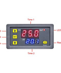 Front view of Two Pack Programmable Timer Delay Relay With LED Display On Off Cycle Timer Switch Digital Time Relay Module DC12V 20A Gray