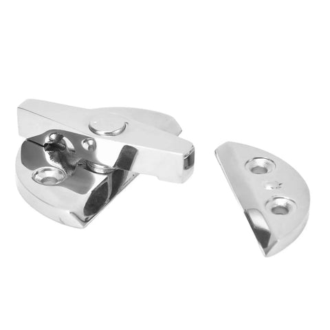 Built Tough Marine Twist Catch Latch For Boat Doors And Cabin Hatches Crafted From Top Shelf 316 Stainless Steel Heavy Duty Hardware That Handles Saltwater Like A Champ With Quick Screw Setup - shiny stainless steel twist latch with half-moon catch