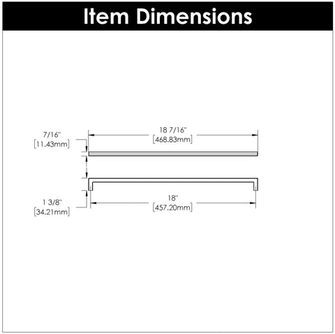Item dimensions of Rock Solid Heavy Duty Kitchen Cabinet Pulls And Top Shelf Drawer Handles With 18 Inch Hole Center Brushed Golden Brass Metal Build.
