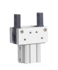 Heavy Duty Open And Close Air Claw Cylinder For Factory Automation MHT2 Series Pneumatic Actuator with gray grips and aluminum body.