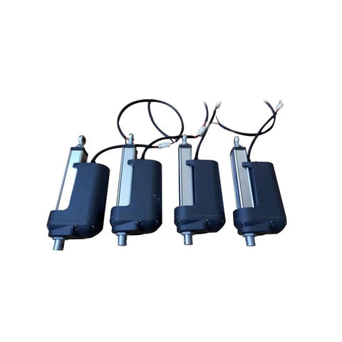 Heavy Duty 24V Dc Electric Linear Actuator Badass Push Pull Cylinder with four compact metal rods and wires.