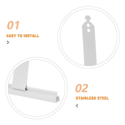 Heavy Duty Roller Shutter Hanger Strips With Pre Drilled Screw Holes And Snap Lock Slat Connector Clips Top Shelf Steel Hardware Kit showing easy installation and stainless steel material.