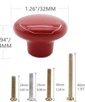 Dang Nice Vintage Round Ceramic Cabinet Knobs Rock Solid Kitchen And Bathroom Drawer Pulls Smooth Grip Red Hardware 1.26x0.94 inch with four screws