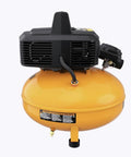 Bostitch 6 Gallon Pancake Air Compressor With Oil-Free Pump And High-Flow Delivery Up To 150 PSI And 2.6 SCFM for garage use.