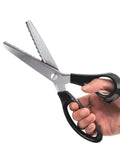 Pinking Shears For Fabrics Pro Grade Multi Purpose Stainless Steel Scissors With Black Handle 18mm, hand-held view
