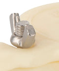 Close-up of stainless steel screw on Leak Proof 1.5 Inch Honey Gate Valve for Buckets and Extractors, easy draining beekeeping bottling tool.