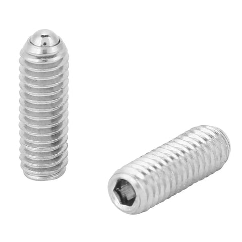 High Grade Heavy Duty Stainless Steel Ball Plunger Spring Screw With Hex Socket Set Screw For Hardcore Mechanical Adjustments And Solid Fixture Positioning Built To Last, two screws shown.