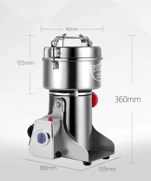 Electric Grain Mill Machine For Home And Small Biz, Compact Stainless Steel Design with High Capacity, Dry Milling Grinder